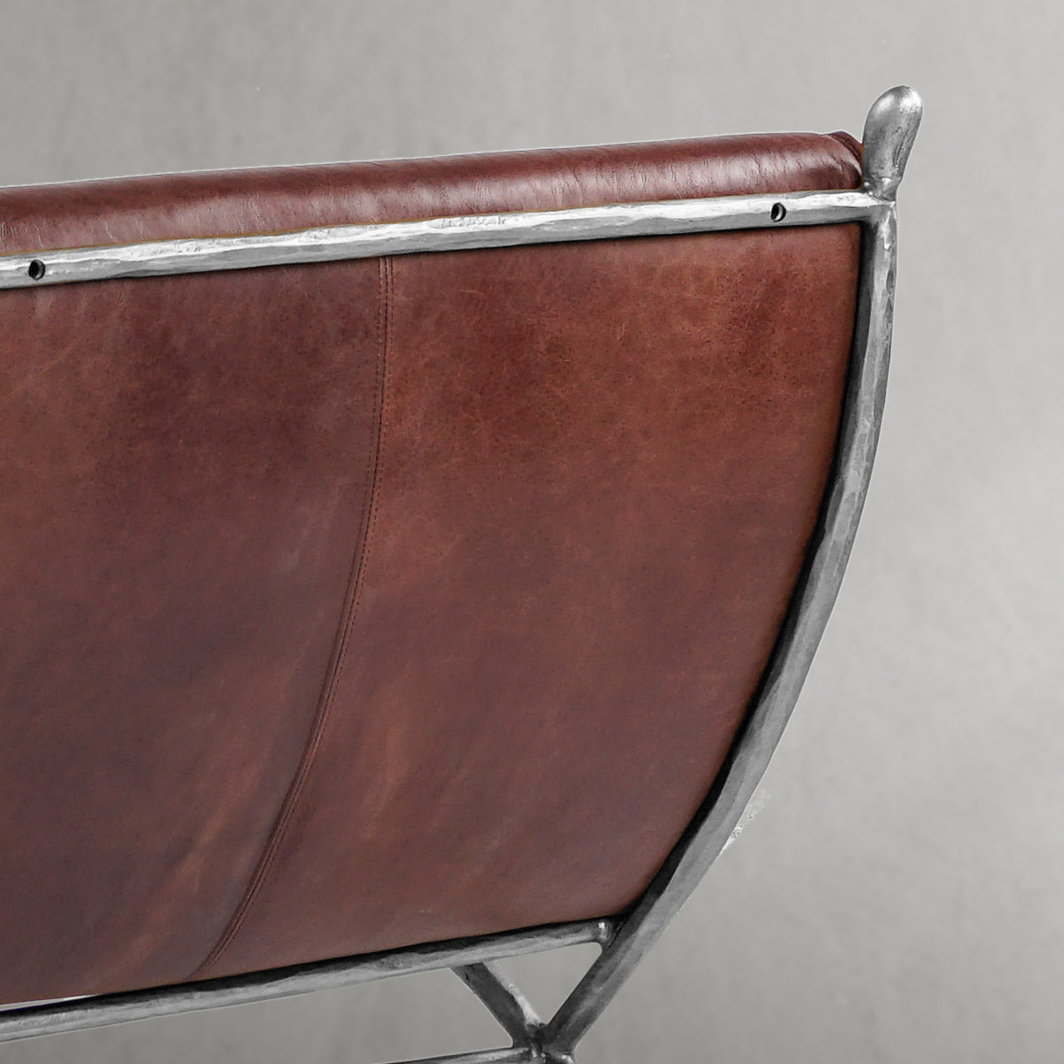 Hand Forged Metal Vintage Leather Lounge Chair