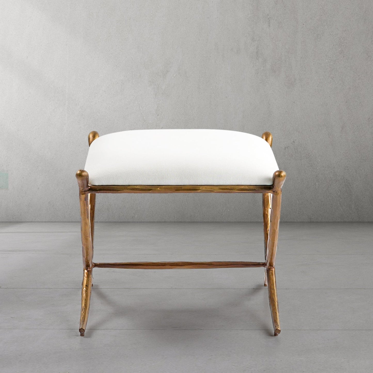 Hand Forged Metal Horn Fabric Base Stool