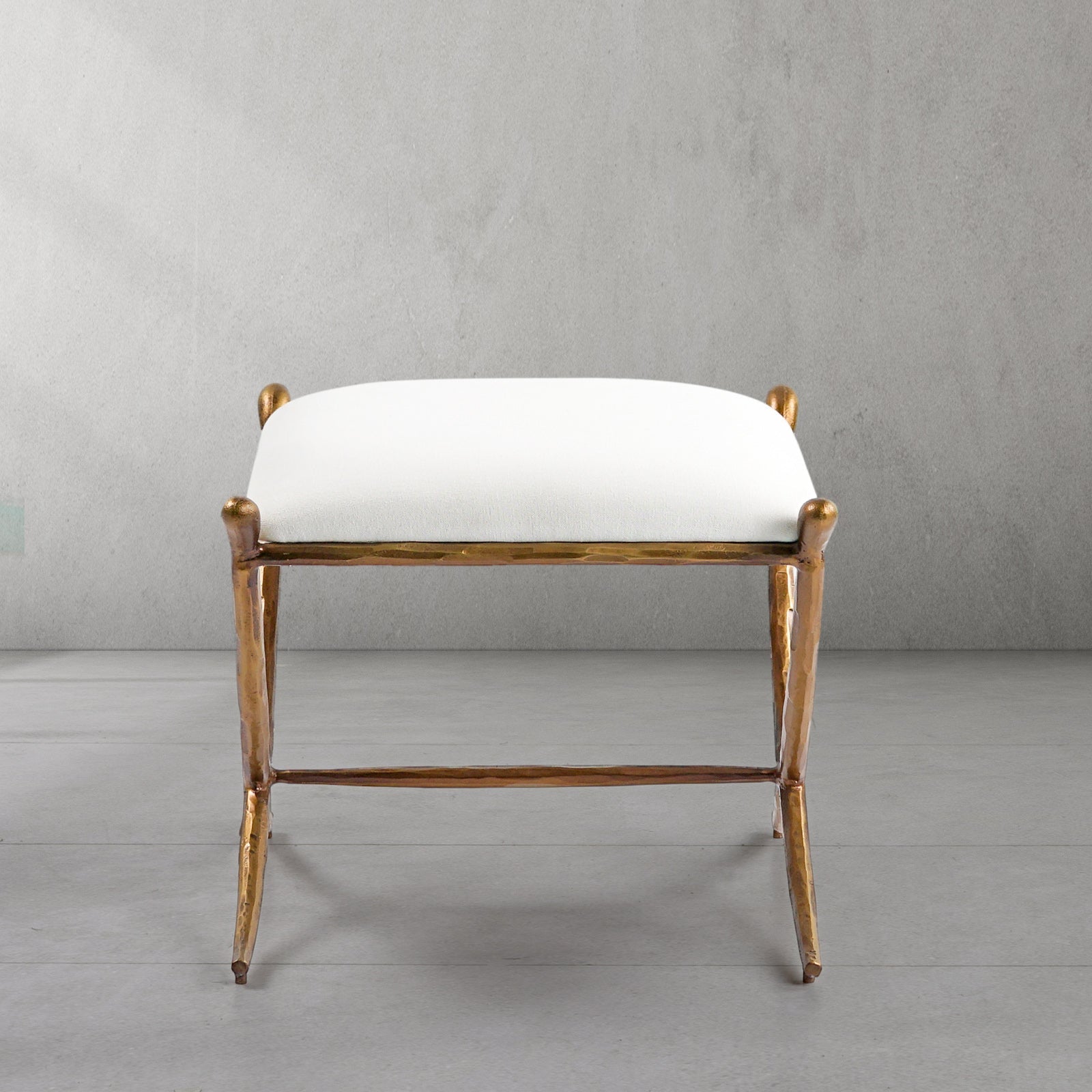 Hand Forged Metal Horn Fabric Base Stool