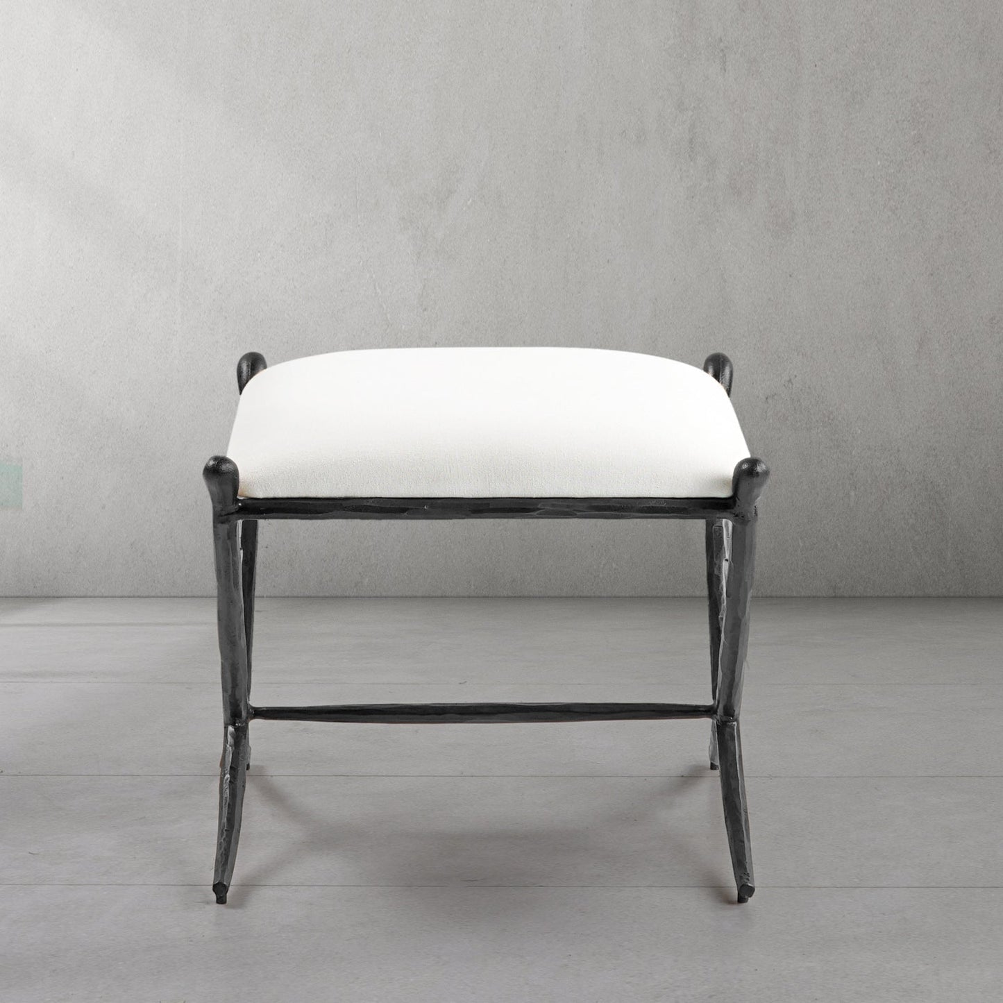 Hand Forged Metal Horn Fabric Base Stool
