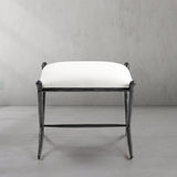 Hand Forged Metal Horn Fabric Base Stool