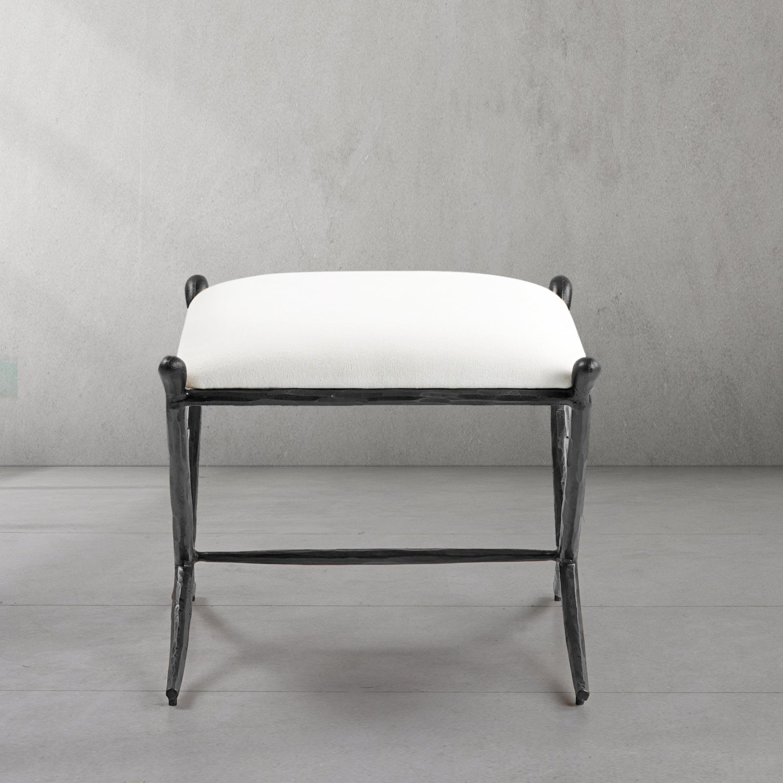 Hand Forged Metal Horn Fabric Base Stool