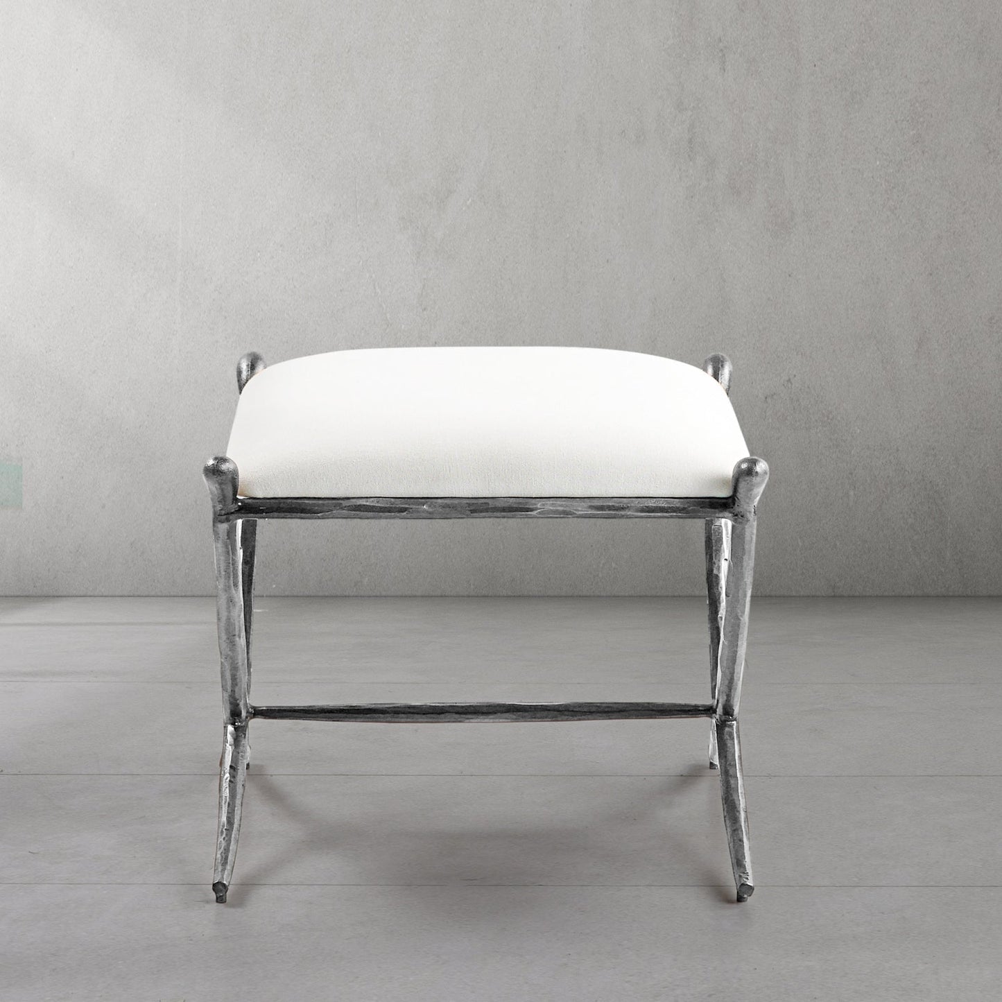Hand Forged Metal Horn Fabric Base Stool