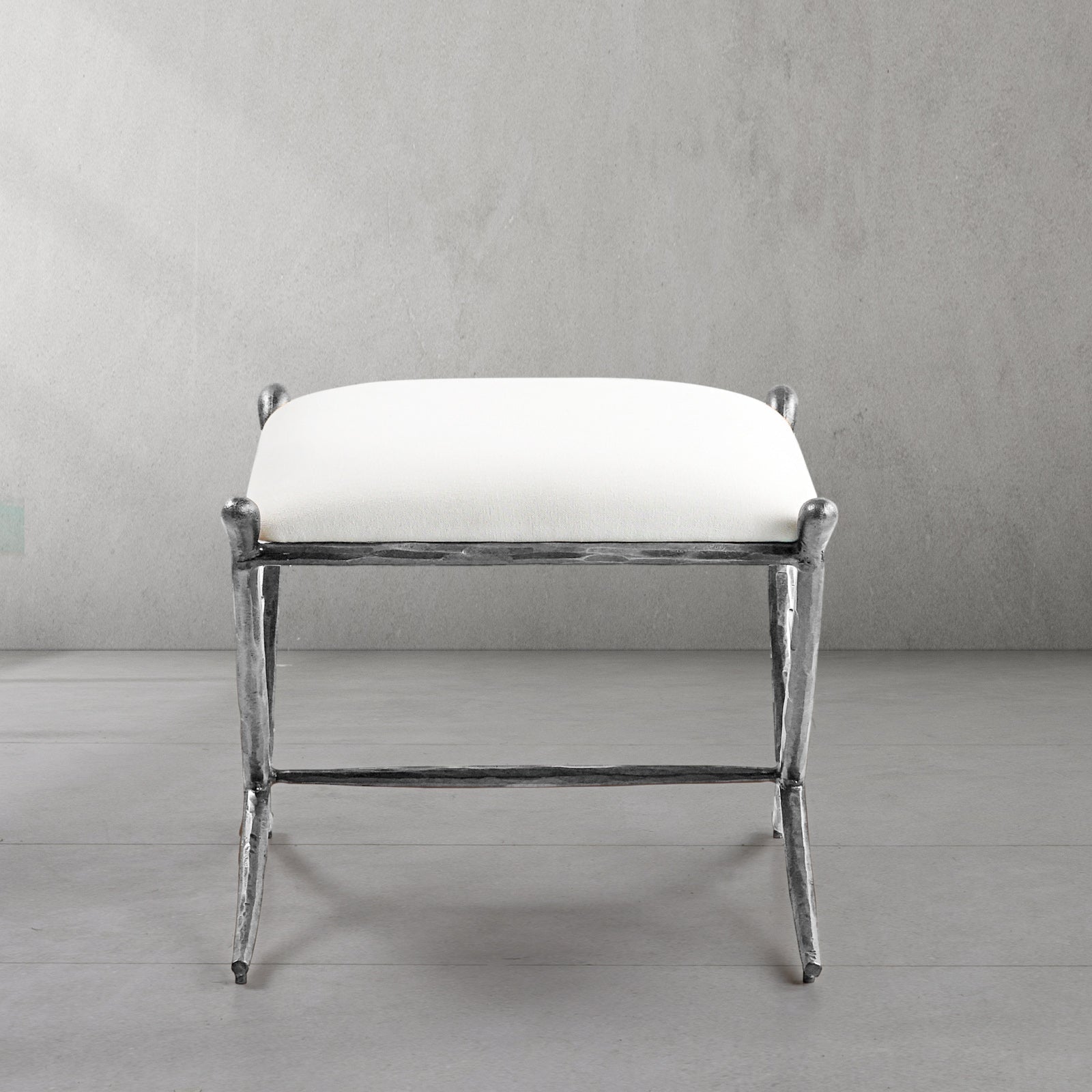 Hand Forged Metal Horn Fabric Base Stool