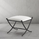 Hand Forged Metal Horn Fabric Base Stool