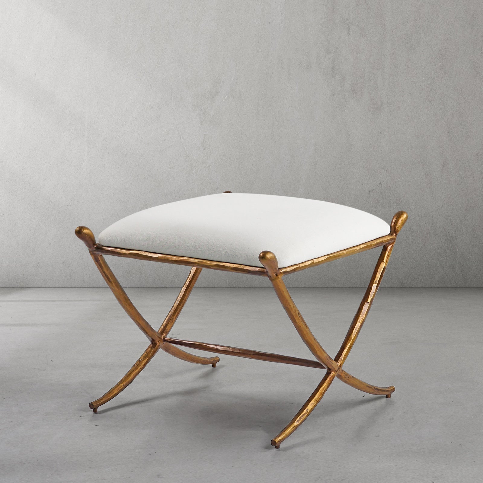 Hand Forged Metal Horn Fabric Base Stool