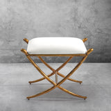 Hand Forged Metal Horn Fabric Base Stool