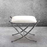 Hand Forged Metal Horn Fabric Base Stool