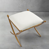 Hand Forged Metal Horn Fabric Base Stool