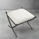 Hand Forged Metal Horn Fabric Base Stool