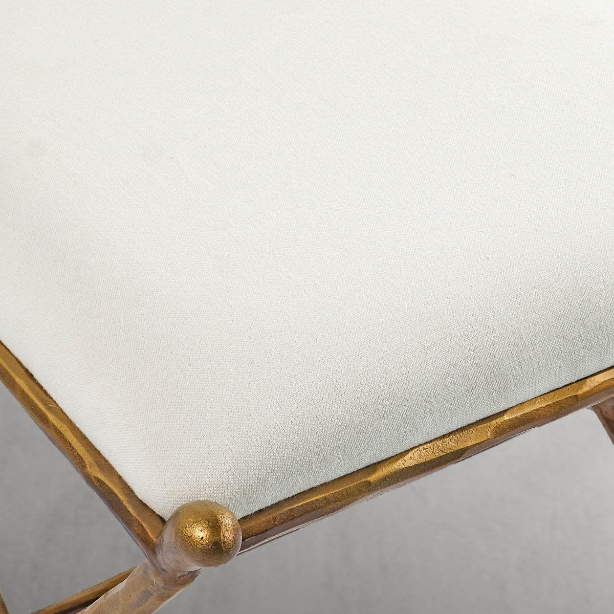 Hand Forged Metal Horn Fabric Base Stool