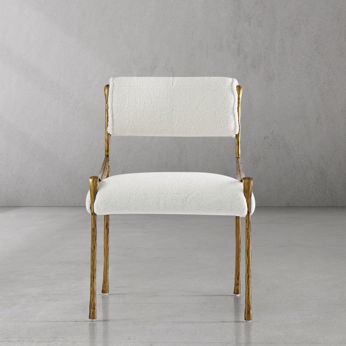 Hand Forged Metal Retro Copper Iron Frame Armless Dining Chair