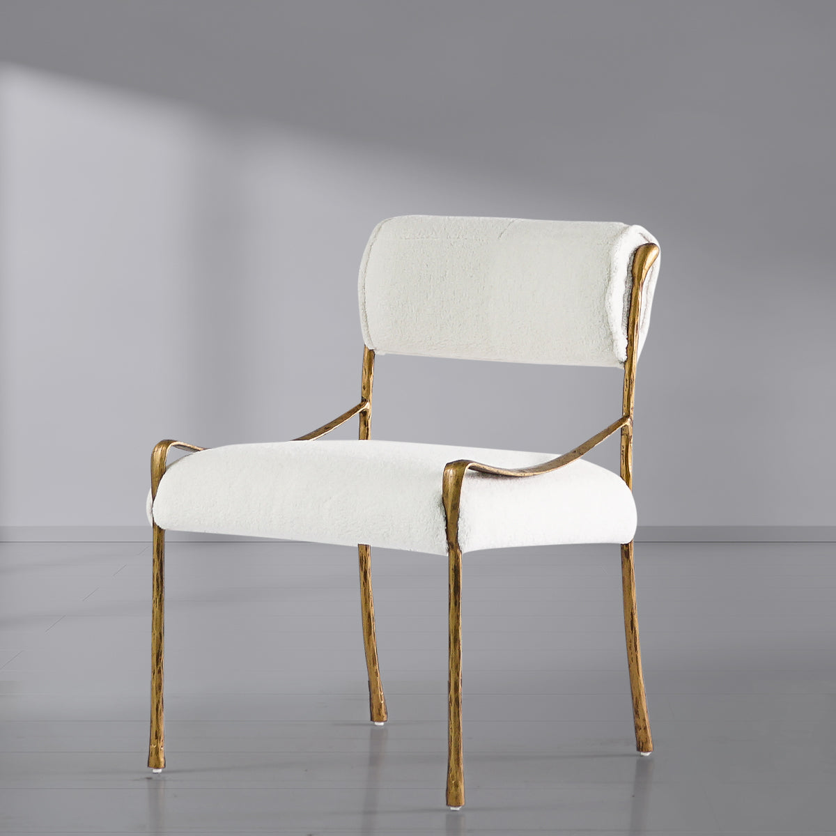 Hand Forged Metal Retro Copper Iron Frame Armless Dining Chair
