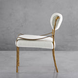 Hand Forged Metal Retro Copper Iron Frame Armless Dining Chair