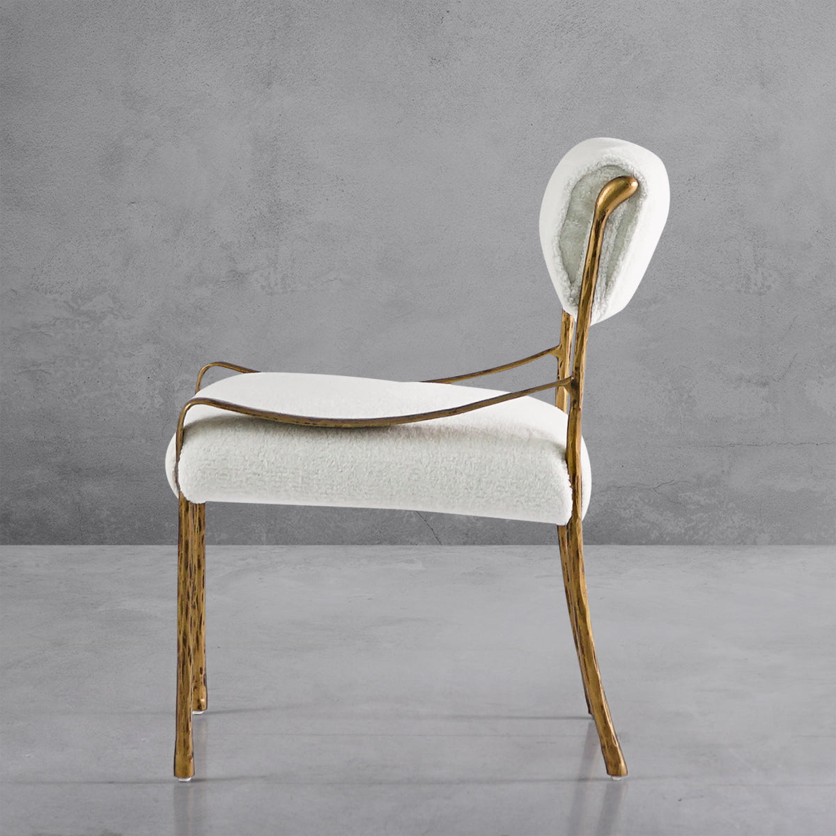 Hand Forged Metal Retro Copper Iron Frame Armless Dining Chair