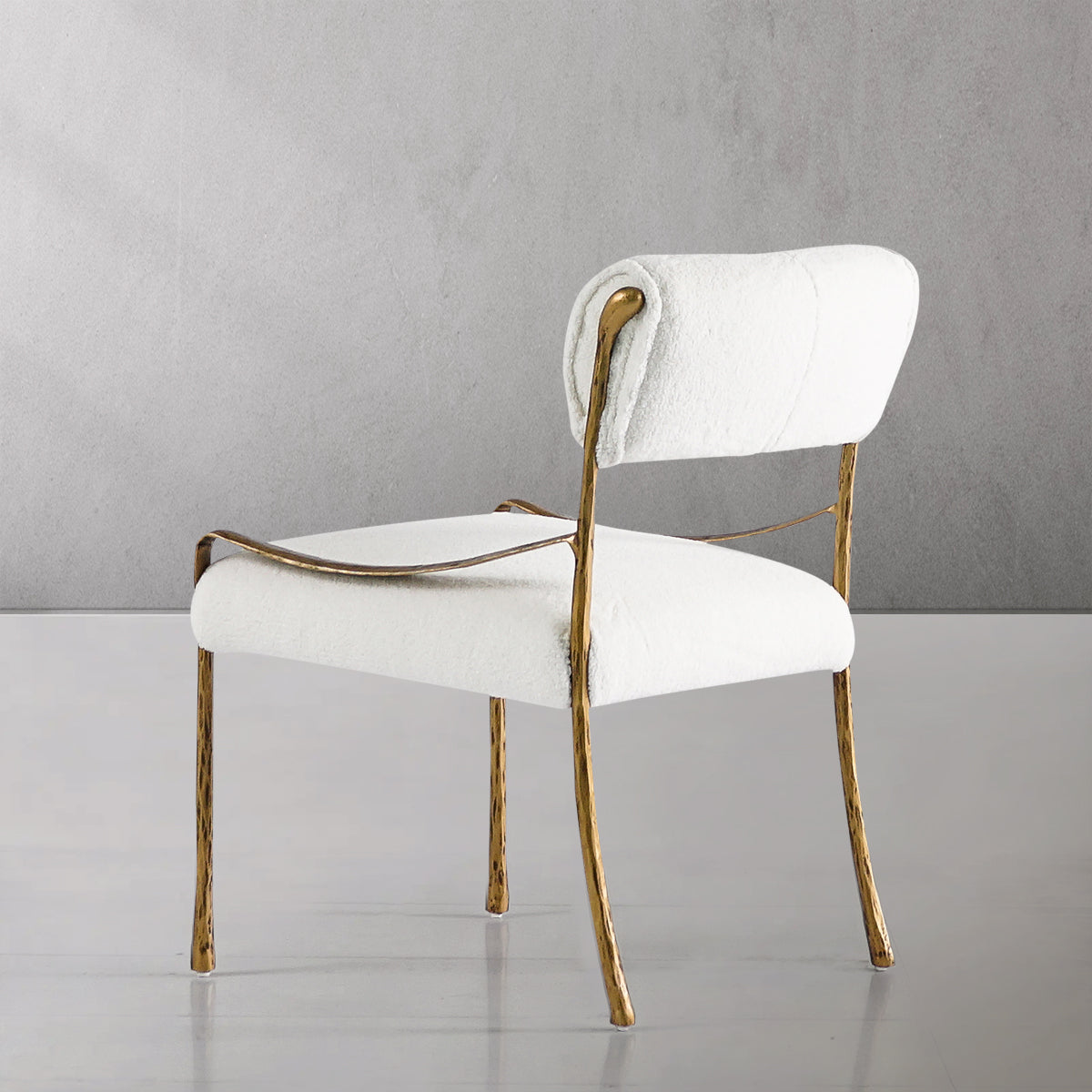 Hand Forged Metal Retro Copper Iron Frame Armless Dining Chair