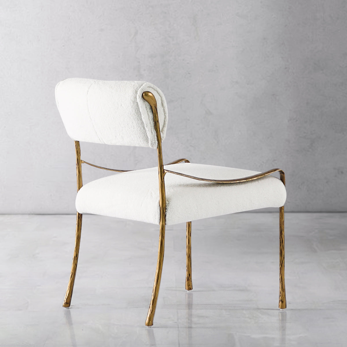 Hand Forged Metal Retro Copper Iron Frame Armless Dining Chair