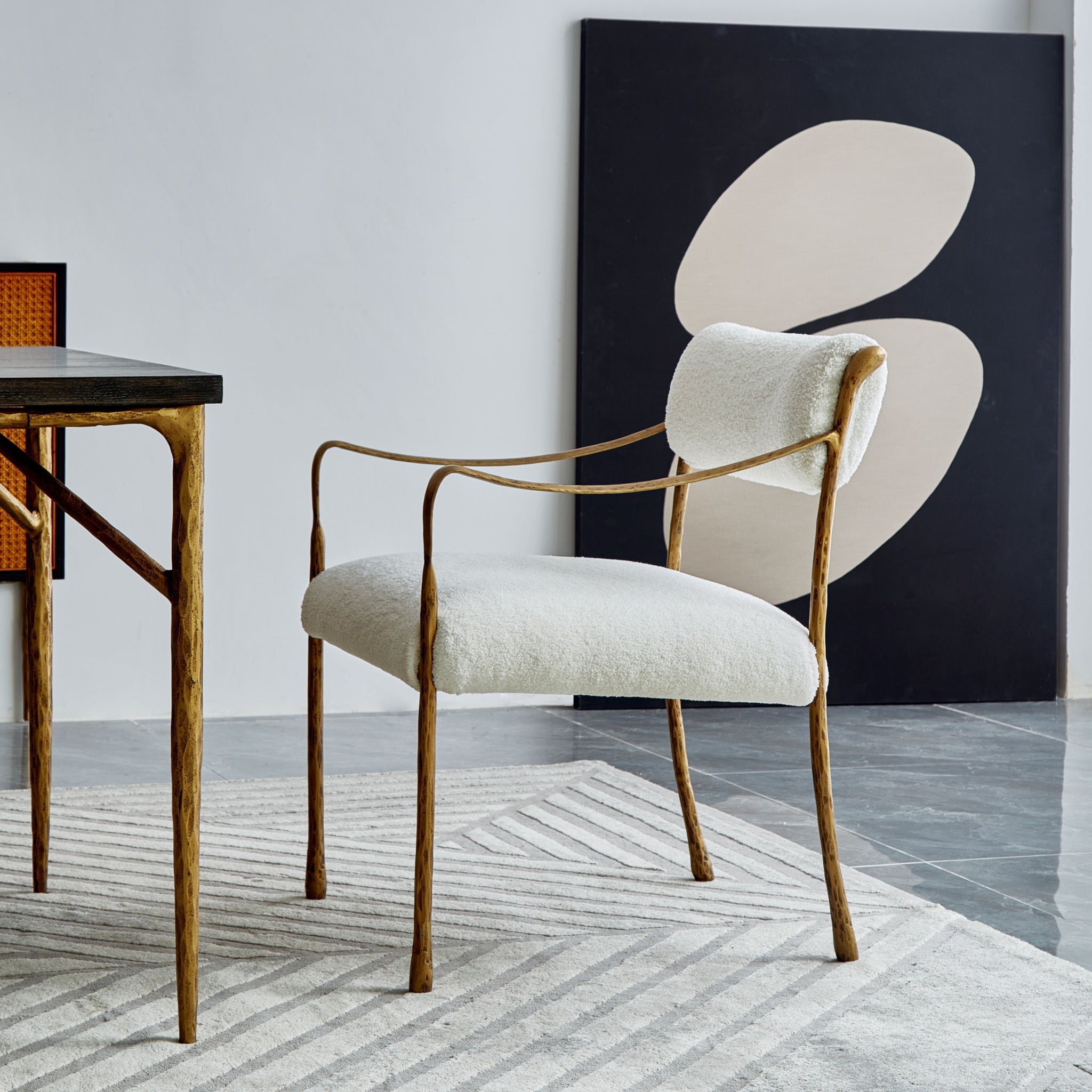 Hand Forged Metal Retro Copper Iron Frame Dining Chair