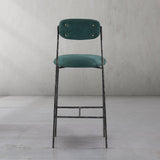 Hand Forged Metal Green Fabric Bar Stool