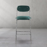 Hand Forged Metal Green Fabric Bar Stool