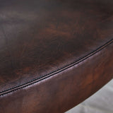 Hand-Forged Metal Brown Leather Lounge Armchair