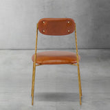 Hand-Forged Metal Genuine Leather Dining Chair