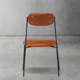 Hand-Forged Metal Genuine Leather Dining Chair