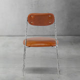 Hand-Forged Metal Genuine Leather Dining Chair
