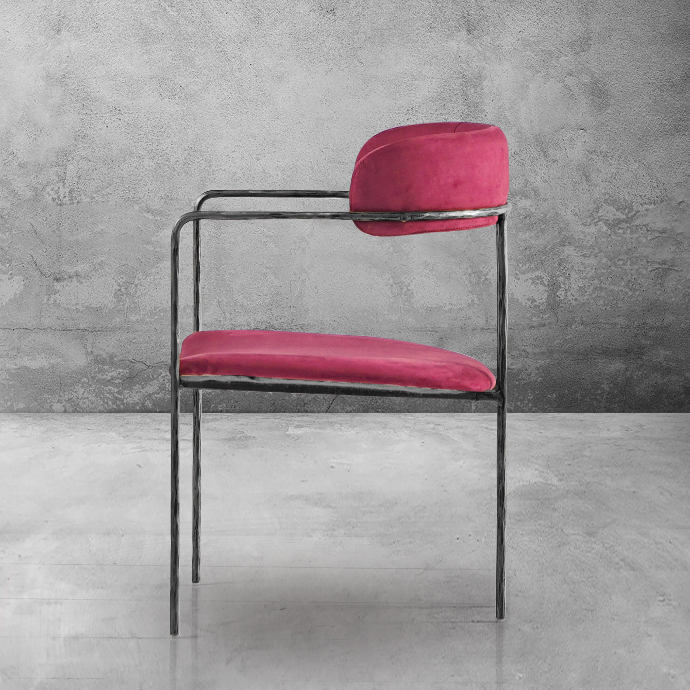 Hand Forged Metal Vintage Armrest Bar Chair
