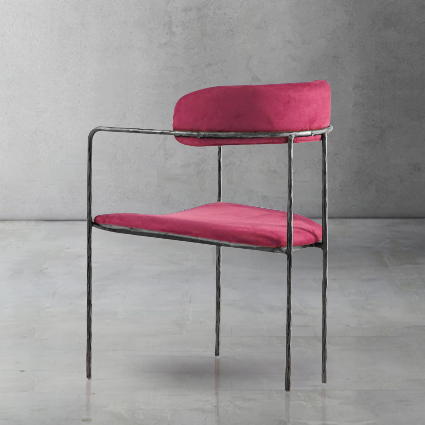 Hand Forged Metal Vintage Armrest Bar Chair