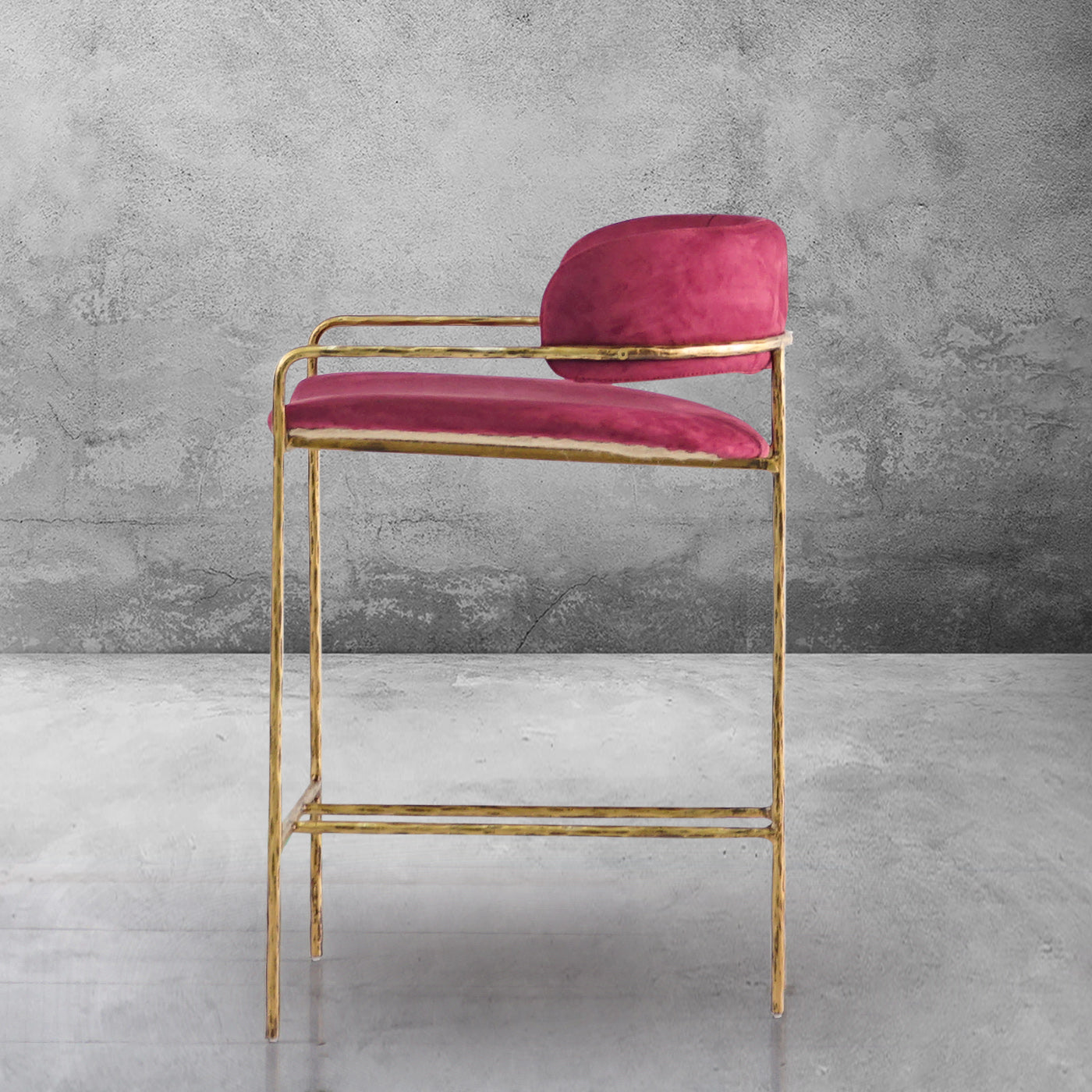 Hand Forged Metal Vintage Armrest Bar Chair