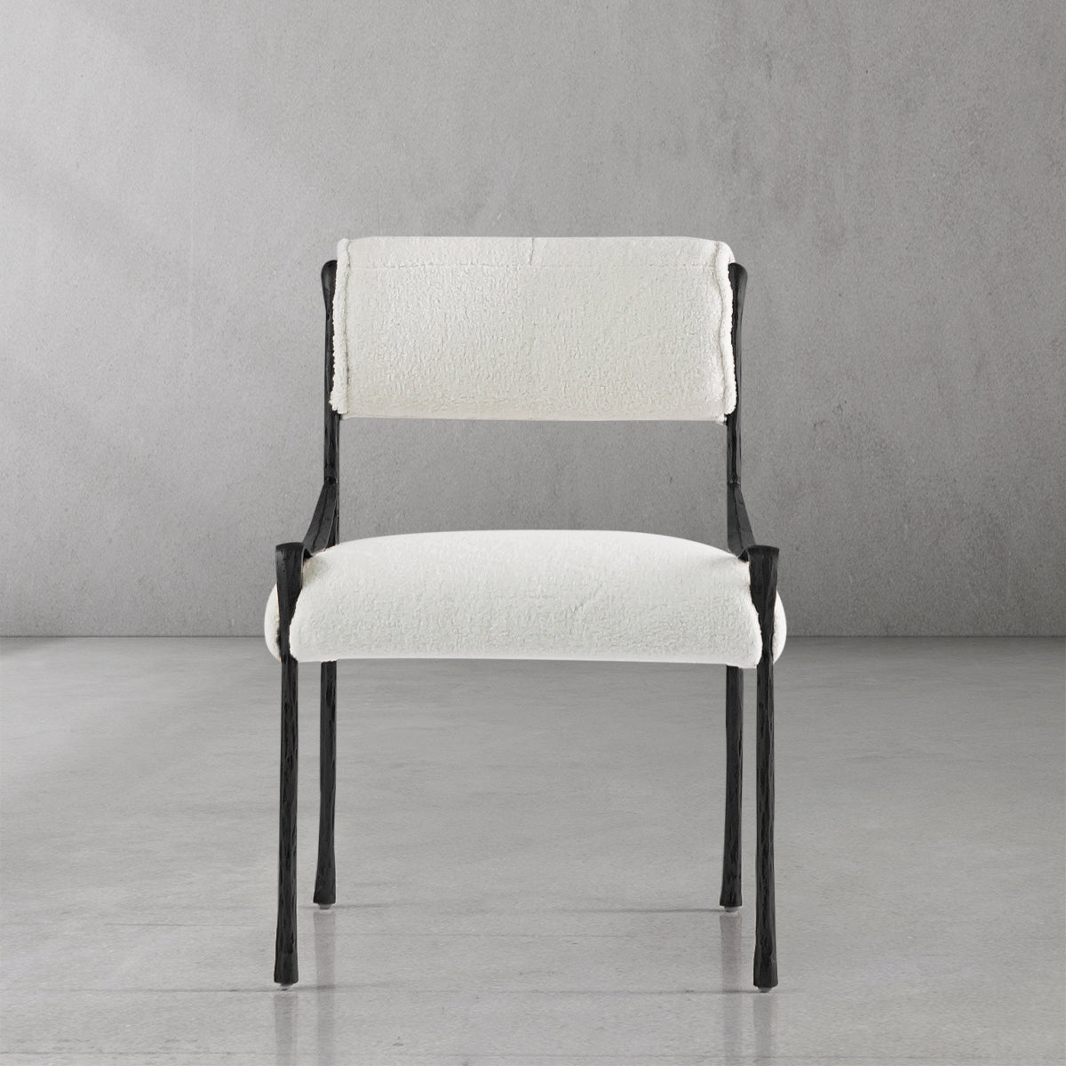 Hand Forged Metal Retro Copper Iron Frame Armless Dining Chair