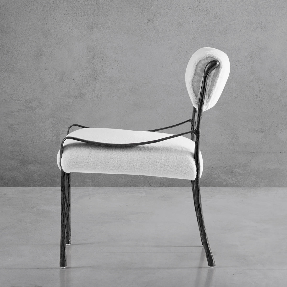 Hand Forged Metal Retro Copper Iron Frame Armless Dining Chair