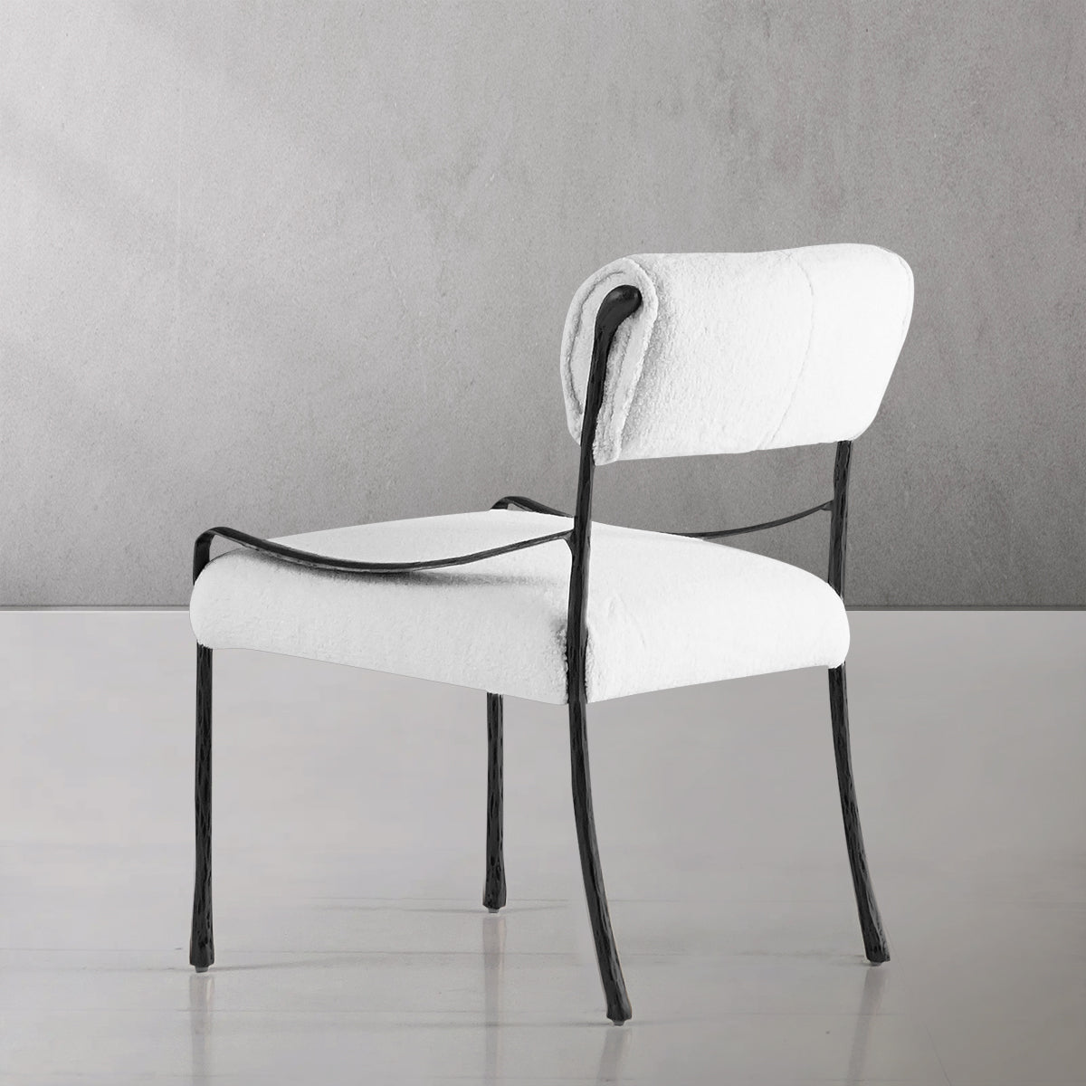 Hand Forged Metal Retro Copper Iron Frame Armless Dining Chair