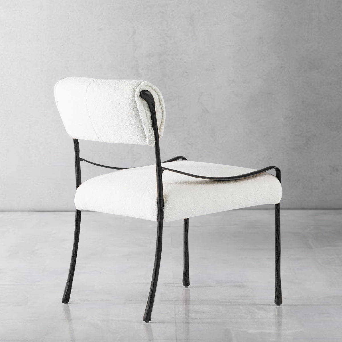Hand Forged Metal Retro Copper Iron Frame Armless Dining Chair