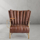 Hand Forged Metal Vintage Leather Armchair Cigar Chair