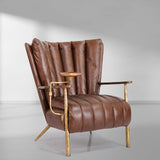 Hand Forged Metal Vintage Leather Armchair Cigar Chair