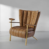 Hand Forged Metal Vintage Leather Armchair Cigar Chair