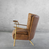 Hand Forged Metal Vintage Leather Armchair Cigar Chair