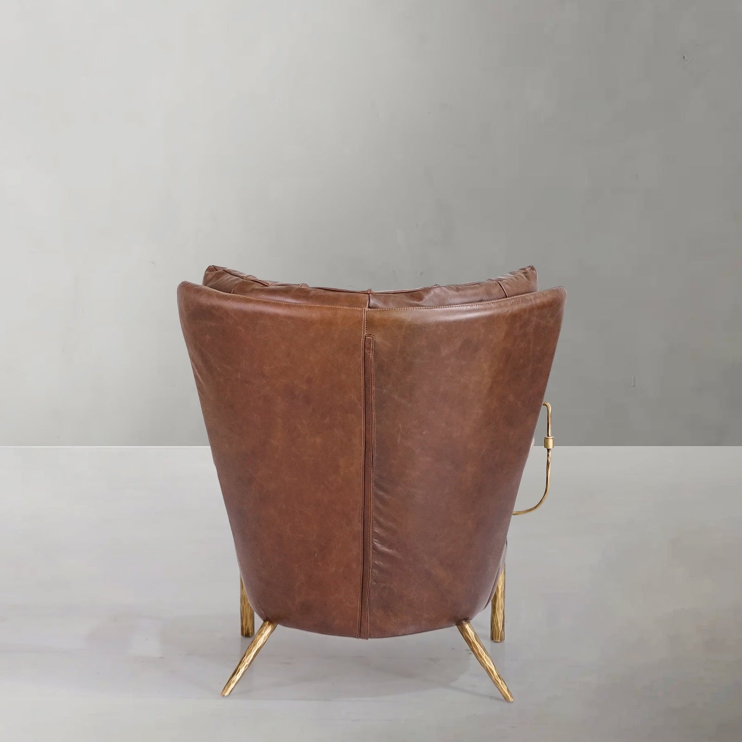 Hand Forged Metal Vintage Leather Armchair Cigar Chair