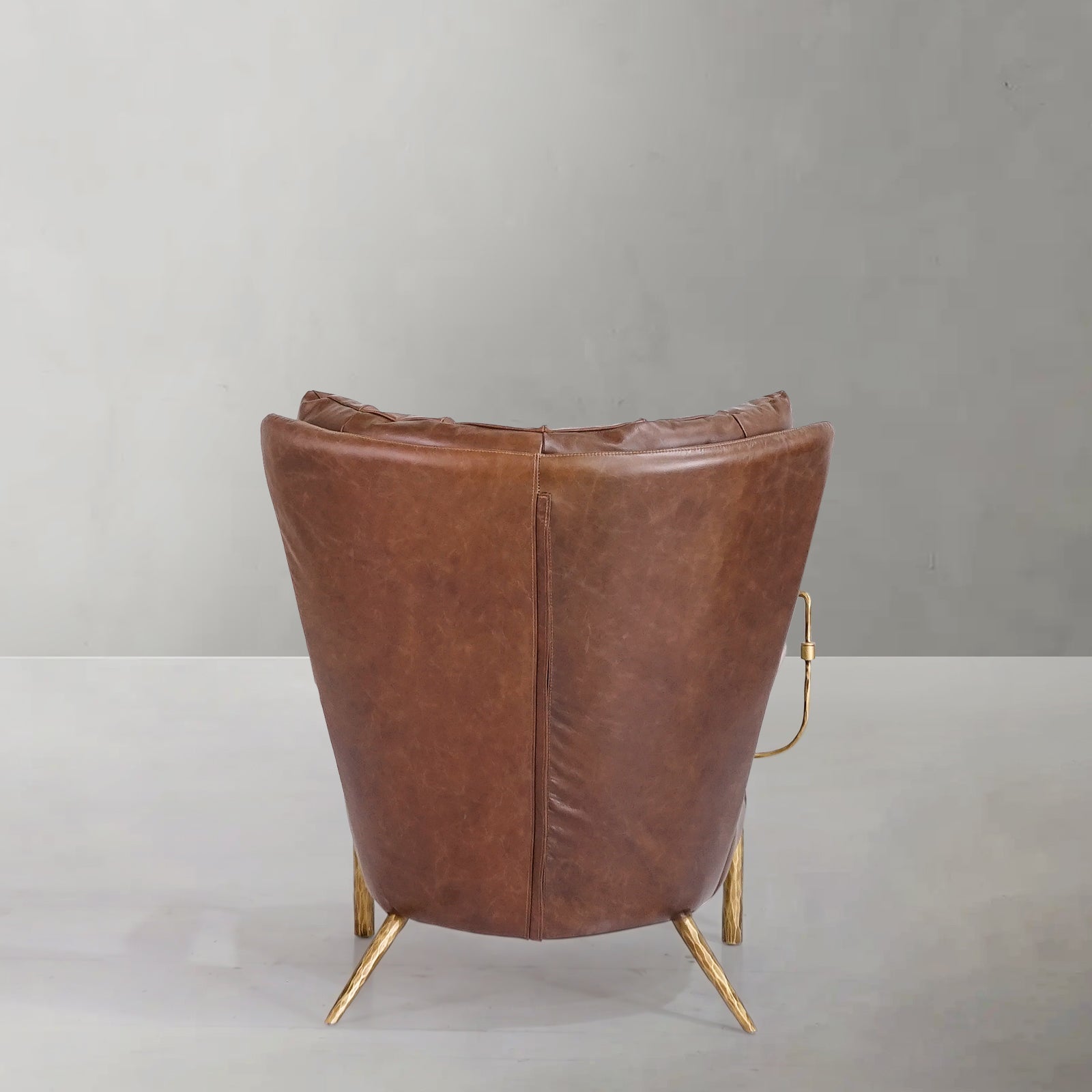 Hand Forged Metal Vintage Leather Armchair Cigar Chair