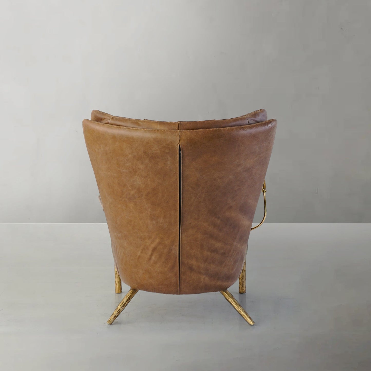 Hand Forged Metal Vintage Leather Armchair Cigar Chair