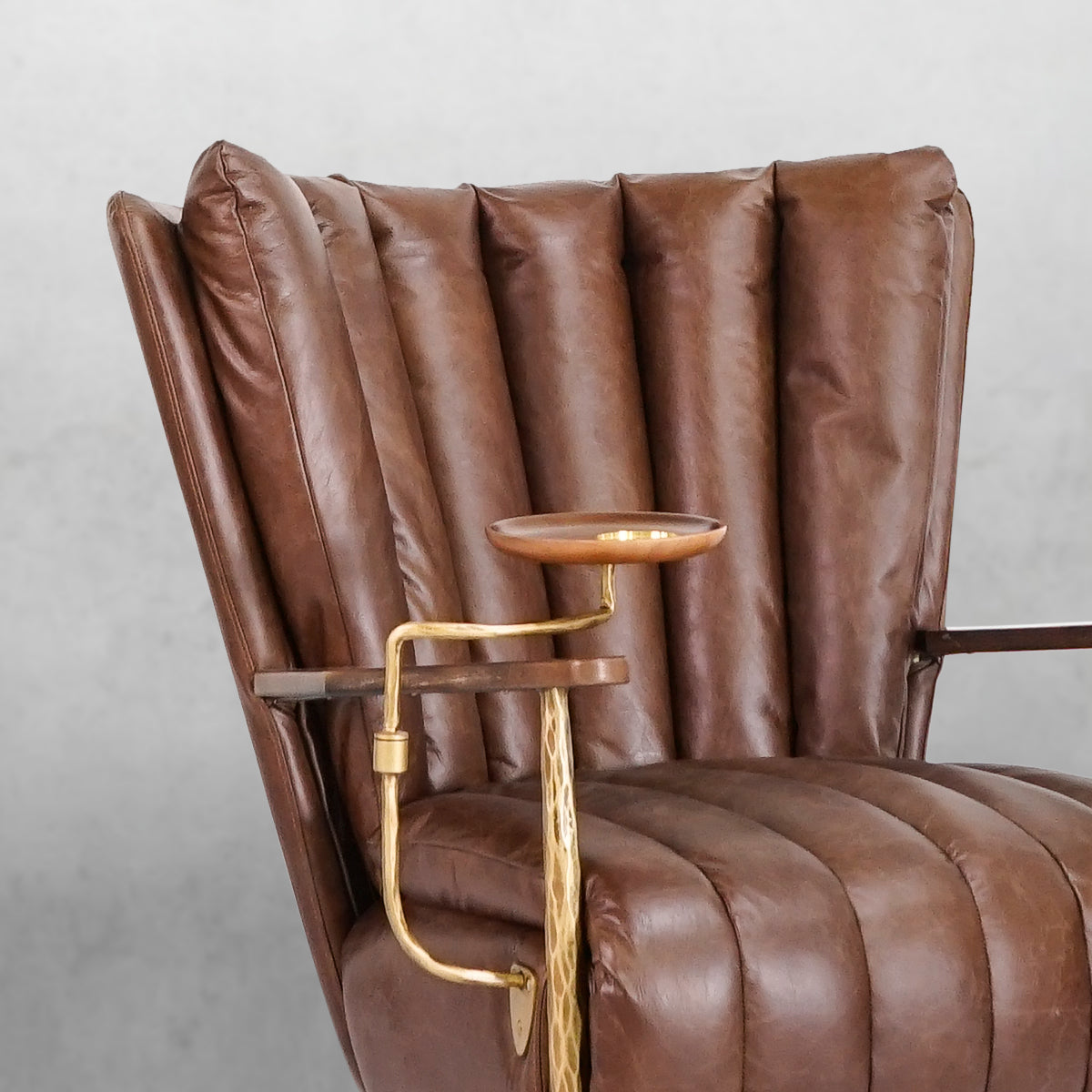 Hand Forged Metal Vintage Leather Armchair Cigar Chair