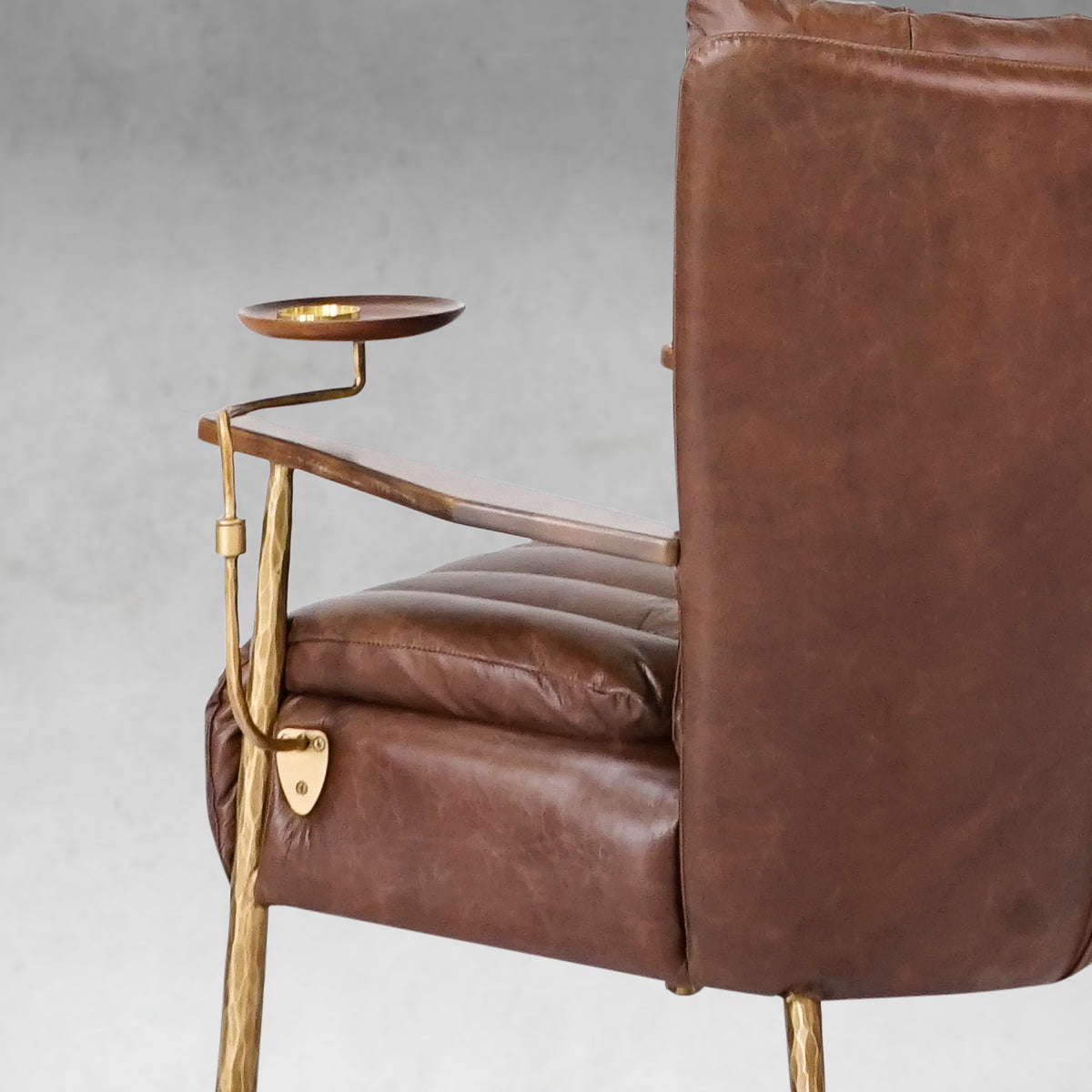 Hand Forged Metal Vintage Leather Armchair Cigar Chair