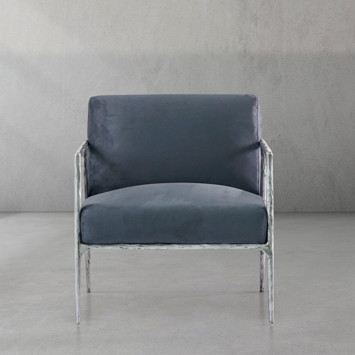 Hand Forged Metal Retro Silver Iron Frame Track Armchair