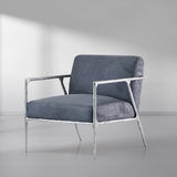 Hand Forged Metal Retro Silver Iron Frame Track Armchair