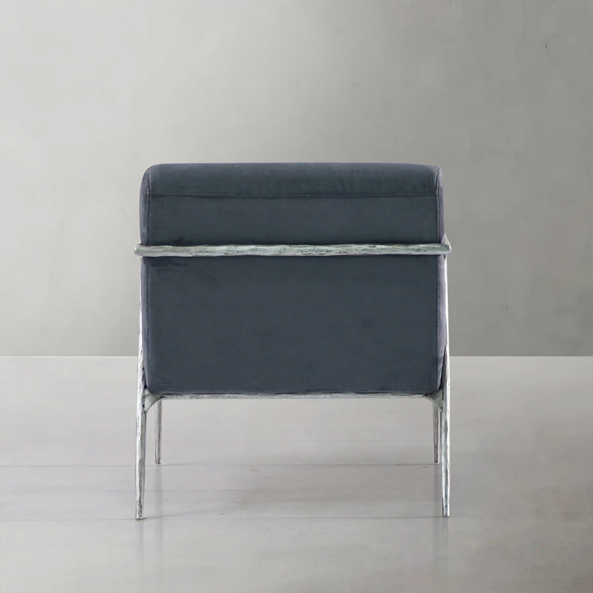 Hand Forged Metal Retro Silver Iron Frame Track Armchair