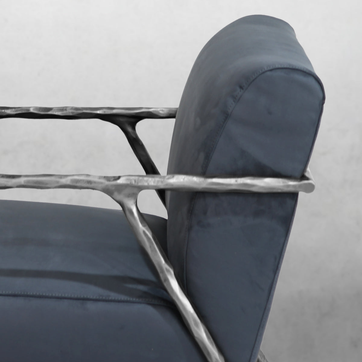 Hand Forged Metal Retro Silver Iron Frame Track Armchair