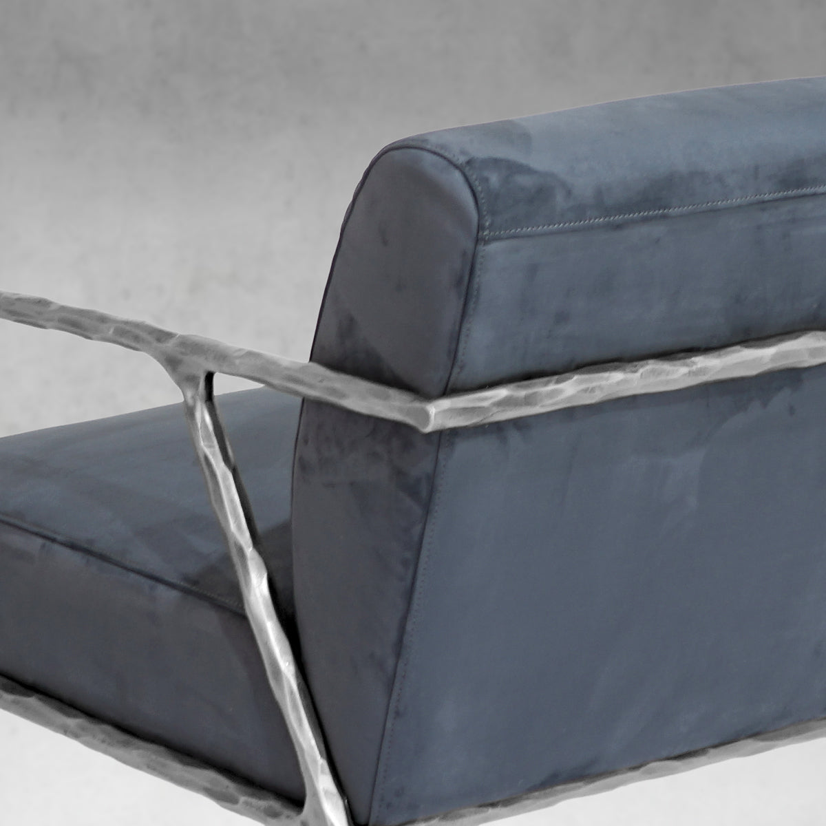 Hand Forged Metal Retro Silver Iron Frame Track Armchair