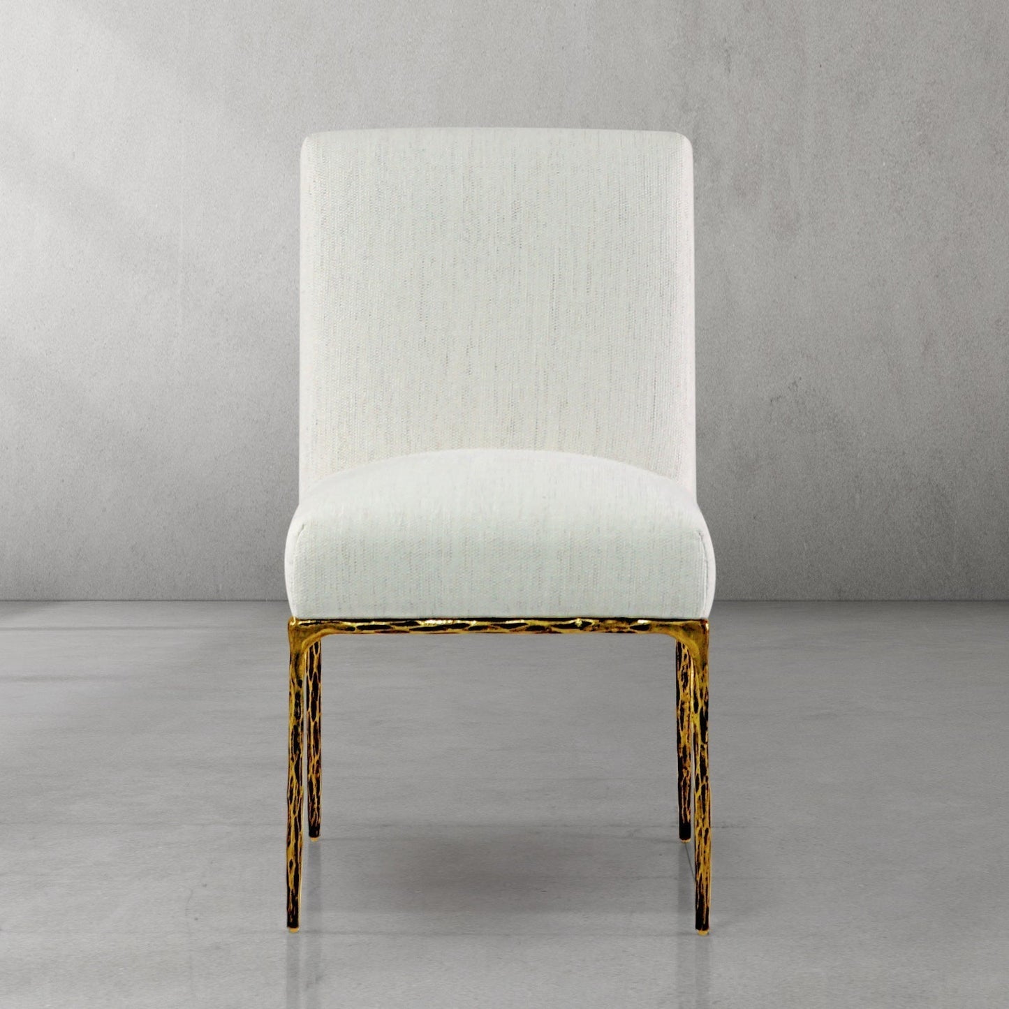 Hand Forged Metal Minimalist Fabric Dining Chair